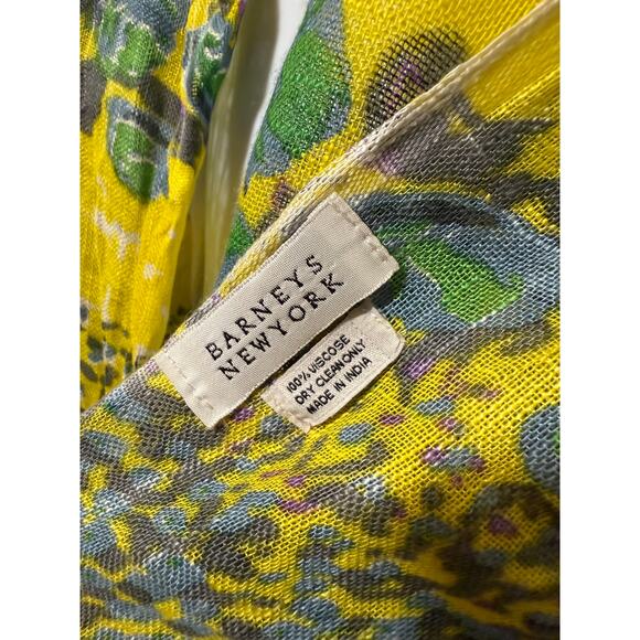 Barneys NY Floral Leopard Print Scarf 72"x27" – Lightweight Viscose Boho Wrap - Picture 2 of 7